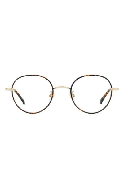 Kate Spade New York Helka 49mm Small Round Optical Glasses In Metallic