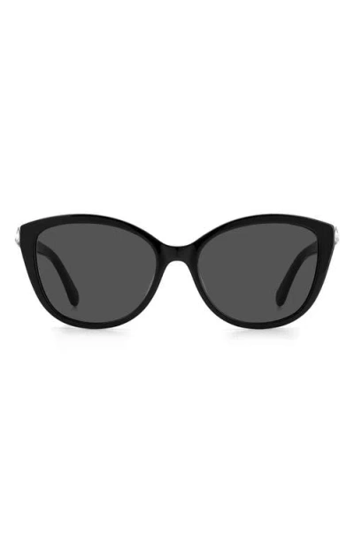 Kate Spade New York Hensley 55mm Cat Eye Sunglasses In Black/grey