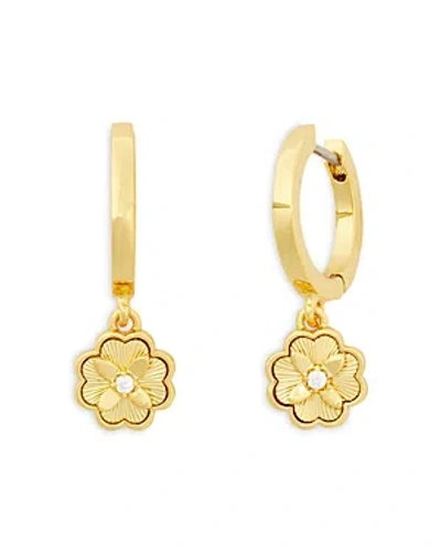 Kate Spade Gold-tone Heritage Bloom Huggie Hoop Earrings In Clear,gold