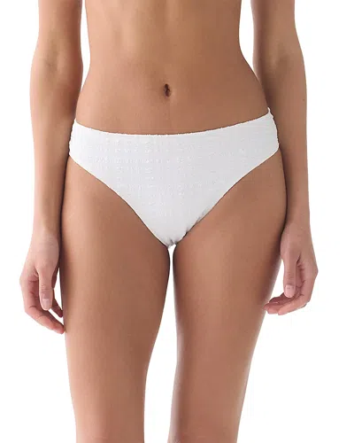 Kate Spade New York Seersucker High Cut Bikini Bottom Swimsuit In White