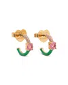Kate Spade New York Hint Of Shimmer Huggie Hoop Earrings In Green/gold
