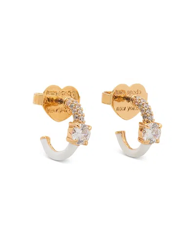 Kate Spade New York Hint Of Shimmer Huggie Hoop Earrings In White/gold