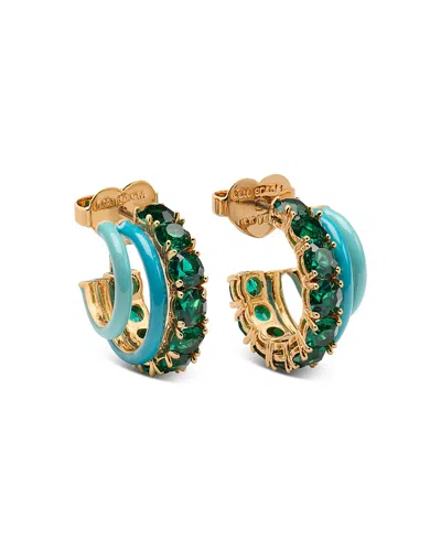 Kate Spade New York Hint Of Shimmer Stacked Huggie Earrings In Green/gold