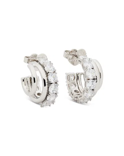 Kate Spade New York Hint Of Shimmer Stacked Huggies Earrings In Silver