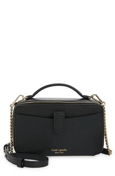 Kate Spade New York Hudson Pebble Leather Double Zip Crossbody In Black