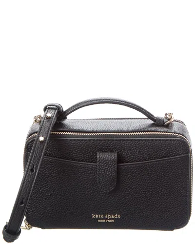 Kate Spade New York Hudson Pebbled Leather Double Zip Crossbody In Black