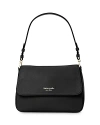 Kate Spade New York Hudson Pebbled Leather Medium Convertible Flap Shoulder Bag In Black/pale Gold