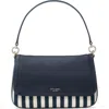 Kate Spade Hudson Striped Canvas Leather Flap Small Shoulder Bag