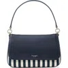 Kate Spade Hudson Striped Canvas Leather Flap Small Shoulder Bag In Parisian Navy Multi