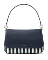 Kate Spade Hudson Striped Canvas Leather Flap Small Shoulder Bag In Parisian Navy Multi