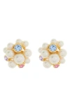 Kate Spade New York Imitation Pearl & Crystal Cluster Stud Earrings In Gold