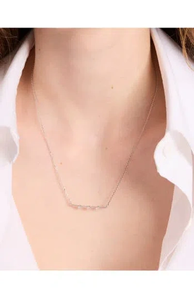 Kate Spade New York Imitation Pearl Bar Pendant Necklace In Clear/silver.