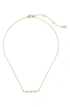 Kate Spade New York Imitation Pearl Bar Pendant Necklace In Clear/gold.