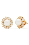 Kate Spade New York Imitation Pearl Halo Stud Earrings In Clear/gold
