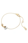 Kate Spade New York Interlocking Two-tone Bezel Stone Chain Bracelet In Clear/two Tone
