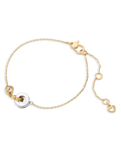 Kate Spade New York Interlocking Two-tone Bezel Stone Chain Bracelet In Clear/two Tone