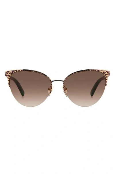 Kate Spade New York Izara 57mm Gradient Cat Eye Sunglasses In Pattern Black/brown Gradient