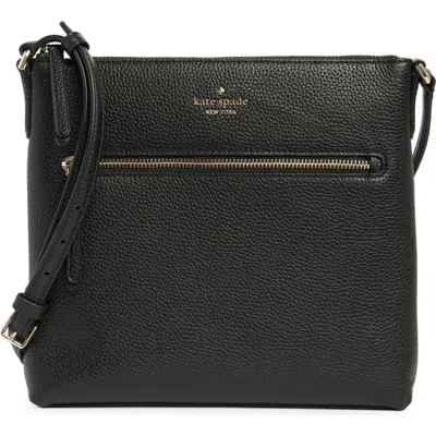 Kate Spade New York Jackson Top Zip Leather Crossbody Bag In Black/black