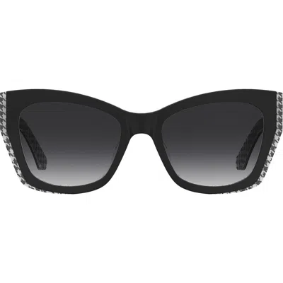 Kate Spade New York Jayda 53mm Gradient Cat Eye Sunglasses In Black White/dark Grey Sf