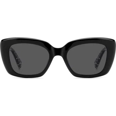 Kate Spade New York Jenell 51mm Polarized Rectangular Sunglasses In Black
