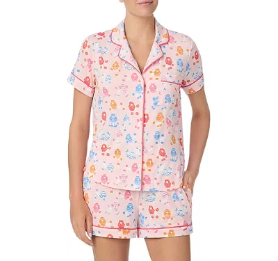 Kate Spade New York Jersey Boxer Pajama Set In Pink Ground Poodles