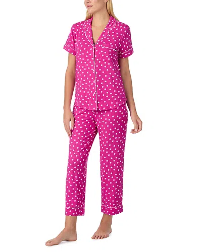 Kate Spade New York Jersey Short Sleeve Cropped Pajama Set - Exclusive In Pink