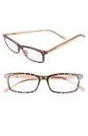 Kate Spade New York Jodie 50mm Rectangular Reading Glasses In Tortoise/beige