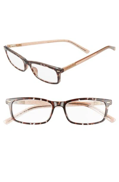 Kate Spade New York Jodie 50mm Rectangular Reading Glasses In Tortoise/beige