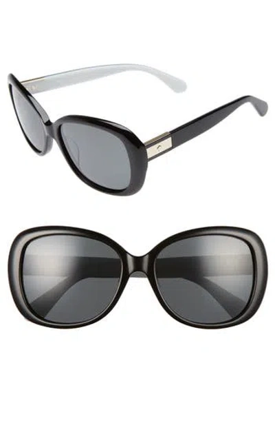 Kate Spade New York Judyann 56mm Polarized Sunglasses In Black/ivory