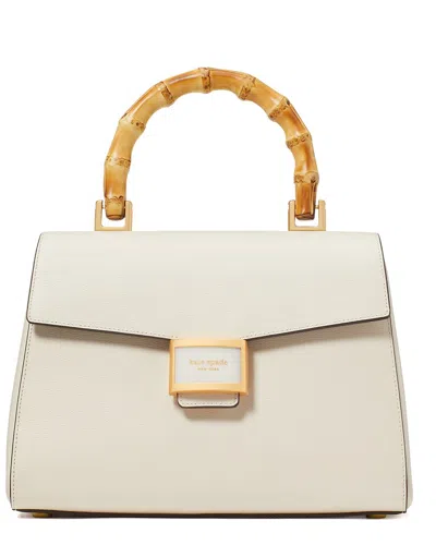 Kate Spade New York Katy Textured Leather Bamboo Medium Top Handle In White