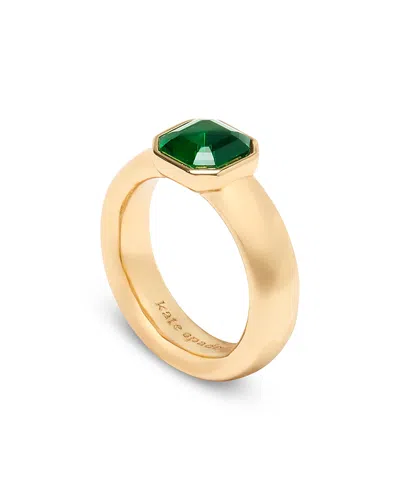 Kate Spade New York Keep Sparkling Green Cubic Zirconia Ring In Gold Tone In Green/gold