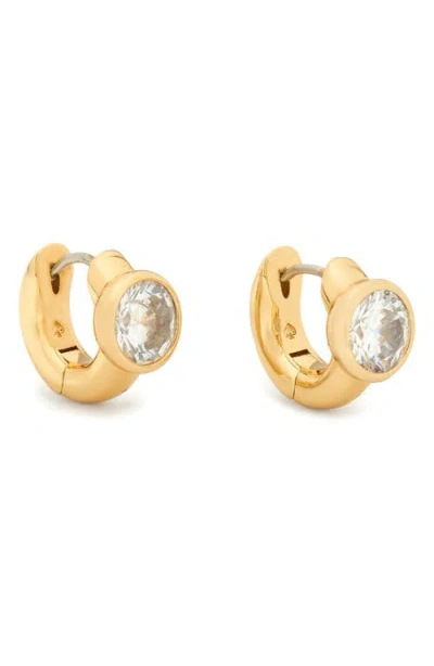 Kate Spade New York Keep Sparkling Huggie Hoop Earrings In Clear/gold.