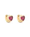 Kate Spade New York Keep Sparkling Stone Heart Huggie Hoop Earrings In Gold Tone In Ruby/gold