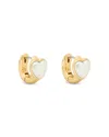 Kate Spade Keep Sparkling Heart Huggies In White/gold