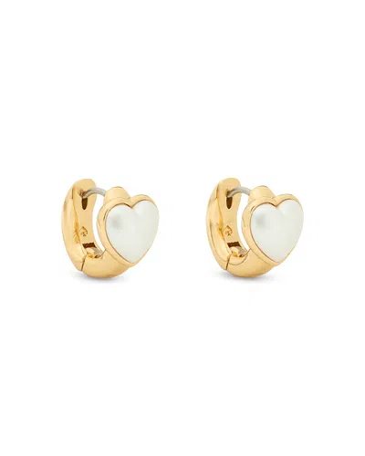KATE SPADE KATE SPADE NEW YORK KEEP SPARKLING STONE HEART HUGGIE HOOP EARRINGS IN GOLD TONE