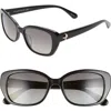 Kate Spade New York Kenzie 53mm Polarized Cat Eye Sunglasses In Black/grey Sf Polz