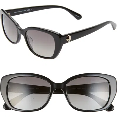 Kate Spade New York Kenzie 53mm Polarized Cat Eye Sunglasses In Black/grey Sf Polz