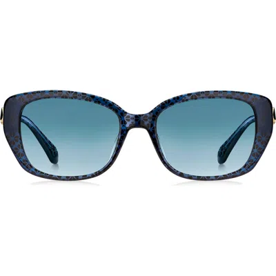 Kate Spade New York Kenzie 53mm Rectangle Sunglasses In Blue/dark Fuschia Ms