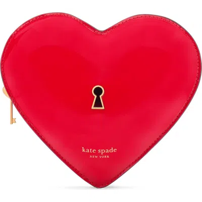 Kate Spade New York Key To My Heart Patent Leather Crossbody Bag In Cherry Rouge