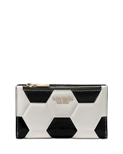 Kate Spade New York Kickoff Small Embossed Smooth Leather Slim Bifold Wallet In Black Multi