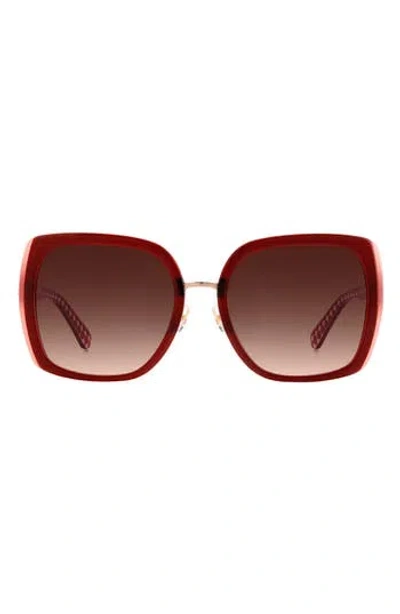 Kate Spade New York Kimber 56mm Gradient Square Sunglasses In Red/pink Ds