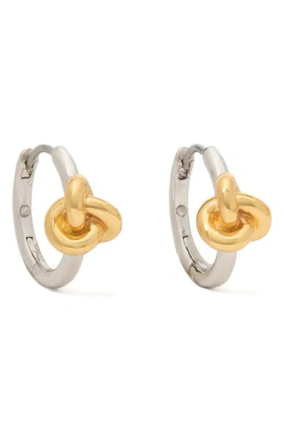 Kate Spade New York Knot Huggie Hoop Earrings In Silver Gold
