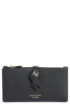 Kate Spade New York Knot Pebble Leather Slim Wallet In Black