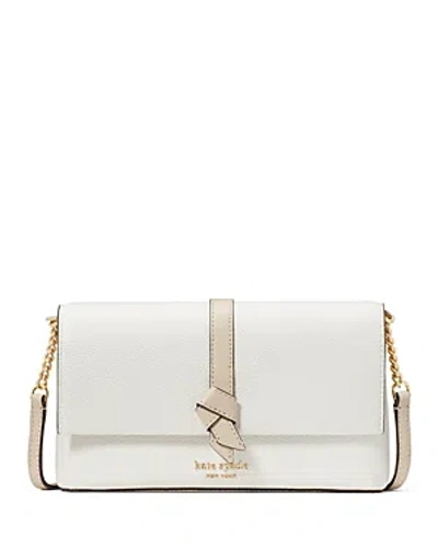 Kate Spade New York Knott Color Block Pebbled Leather Flap Chain Crossbody In White