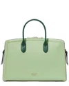Kate Spade New York Knott Colorblocked Pebbled Leather Commuter Laptop Bag In Green