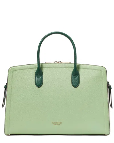 Kate Spade New York Knott Colorblocked Pebbled Leather Commuter Laptop Bag In Green