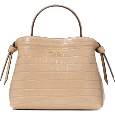Kate Spade New York Knott Croc Embossed Leather Satchel In Cafe Au Lait