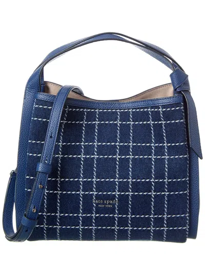 Kate Spade New York Knott Denim Check Medium Crossbody Tote In Blue
