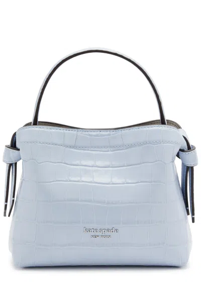 Kate Spade New York Knott Mini Crocodile-effect Leather Cross-body Bag In Light Blue