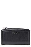 Kate Spade New York Knott Pebble Leather Slim Zip Wallet In Black